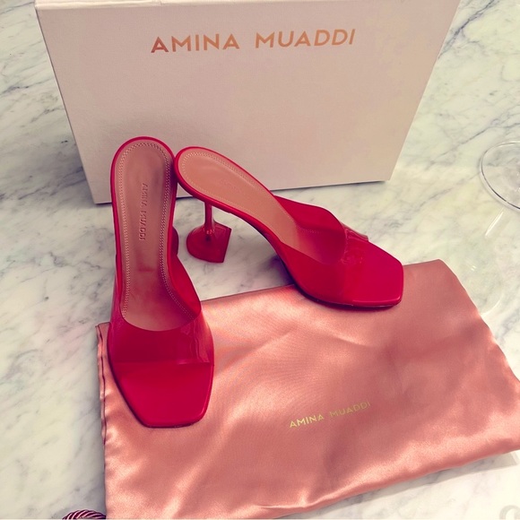 AMINA MUADDI Red Lupita Glass Pvc And Leather Mules - Picture 6 of 13